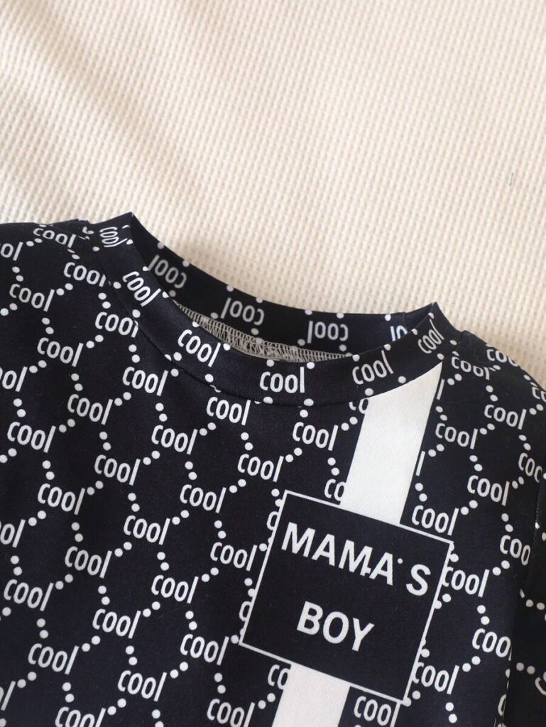 Baby Boy Summer Casual All-Over Letter Print T-Shirt And Shorts Set - Image 3