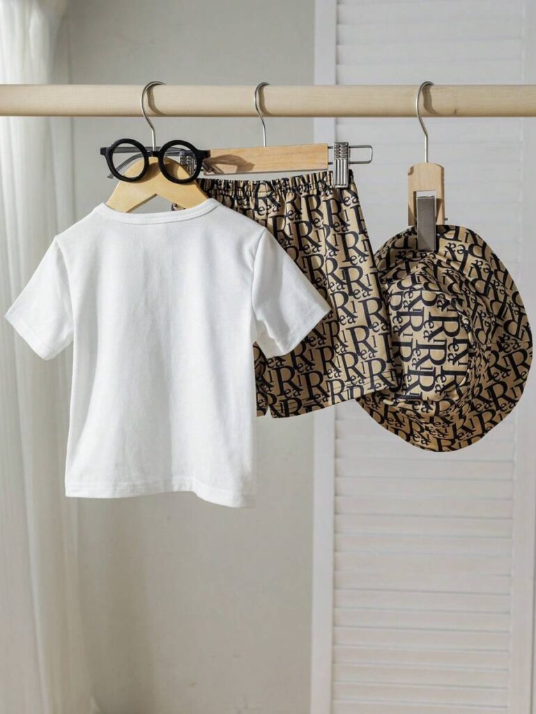 Baby Boy All-Over Print Knit T-Shirt, Shorts And Hat Set - Image 2