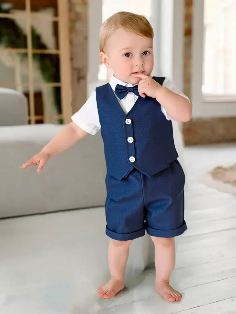 4pcs/Set Infant Boys Elegant College Style Outfit - Image 2