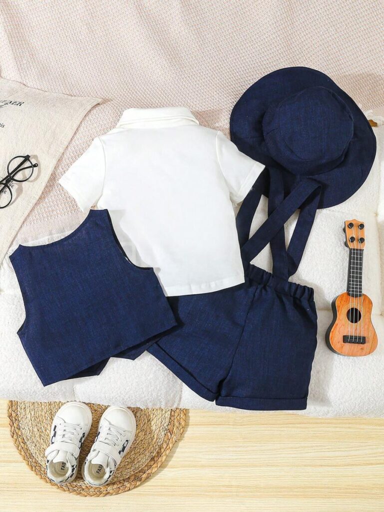 4pcs/Set Infant Boys Elegant College Style Outfit - Image 3
