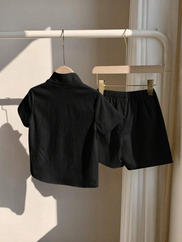 Young Boys Casual Letter Print Short Sleeve T-Shirt And Shorts - Image 2