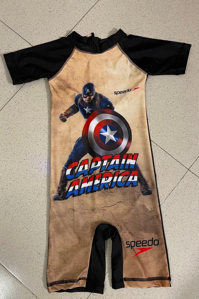 Kids Captain America Swimming Costume by Little Fit