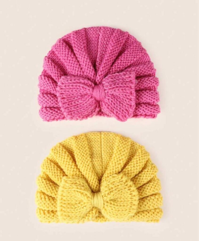 Infant Bowknot Knitted Hat and Baby Woolen Head Scarf Cap | Little Fit