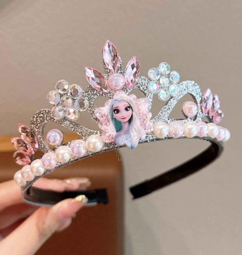 Disney Frozen Princess & Elena Crown Headband with Rhinestones & Pearls – Girls Party Tiara - Image 4