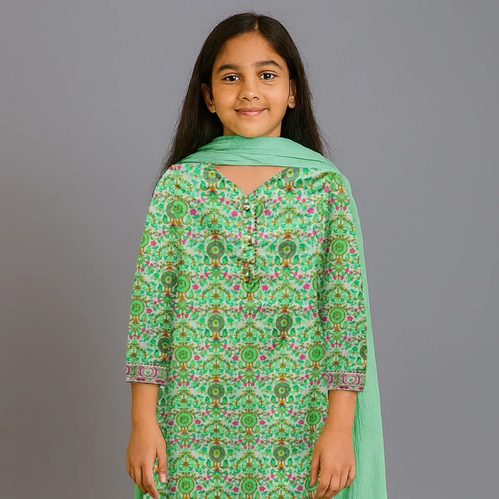 Gul Rangi Green Kids Outfit - Image 2