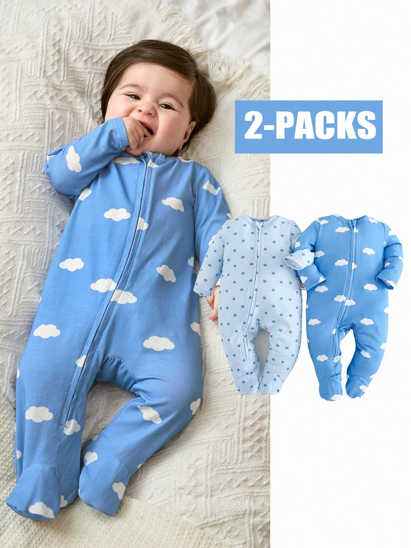 Newborn Baby Boy/Girl Star Print Knitted Soft Round Neck Long Sleeve Romper