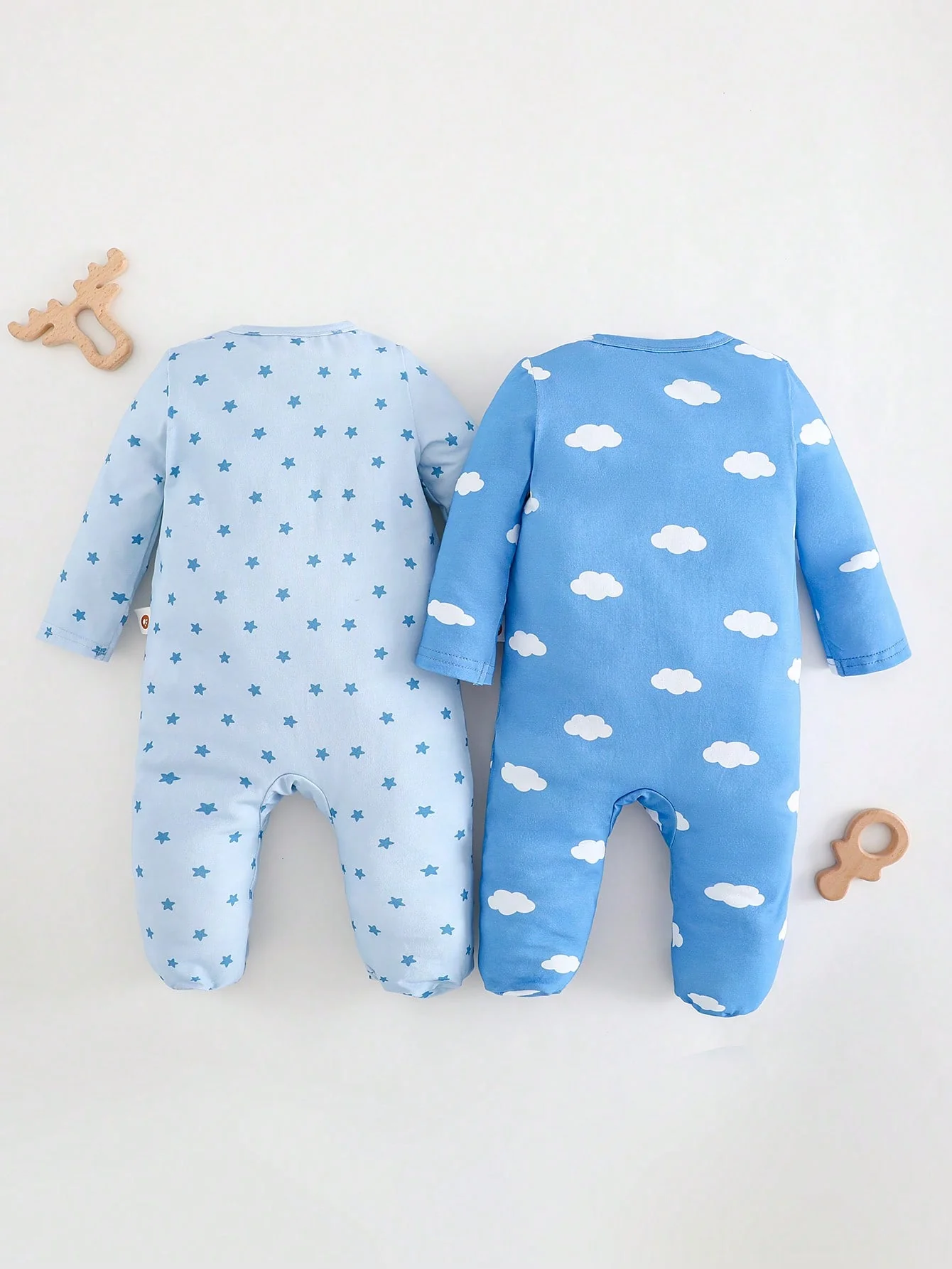 Newborn Baby Boy/Girl Star Print Knitted Soft Round Neck Long Sleeve Romper - Image 2