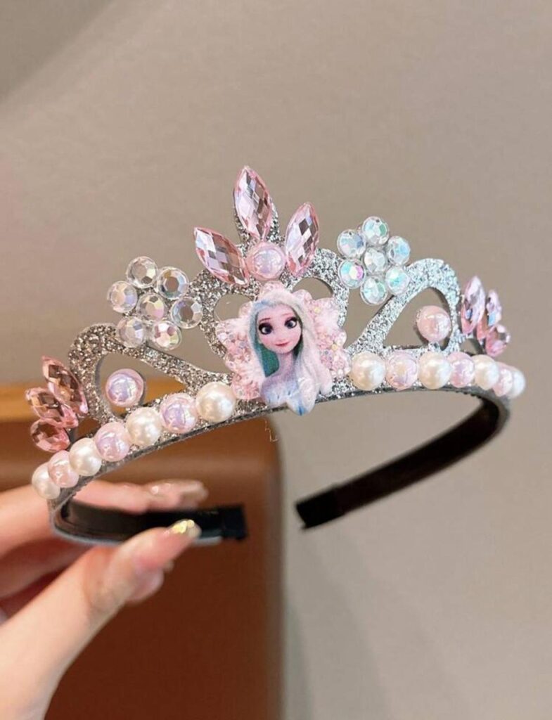 Disney Frozen Princess & Elena Crown Headband with Rhinestones & Pearls – Girls Party Tiara - Image 3