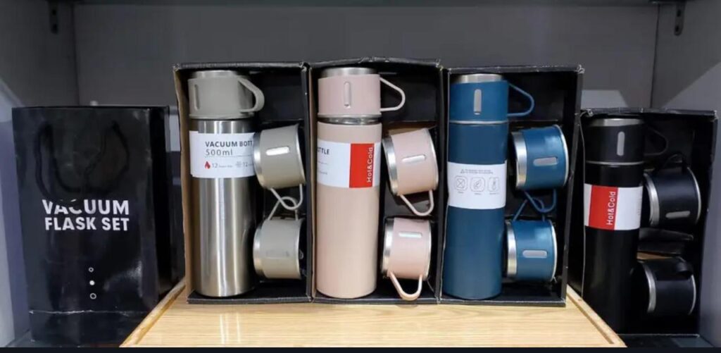 Little Fit Vacuum Flask Set with Cups for Hot & Cold Beverages
