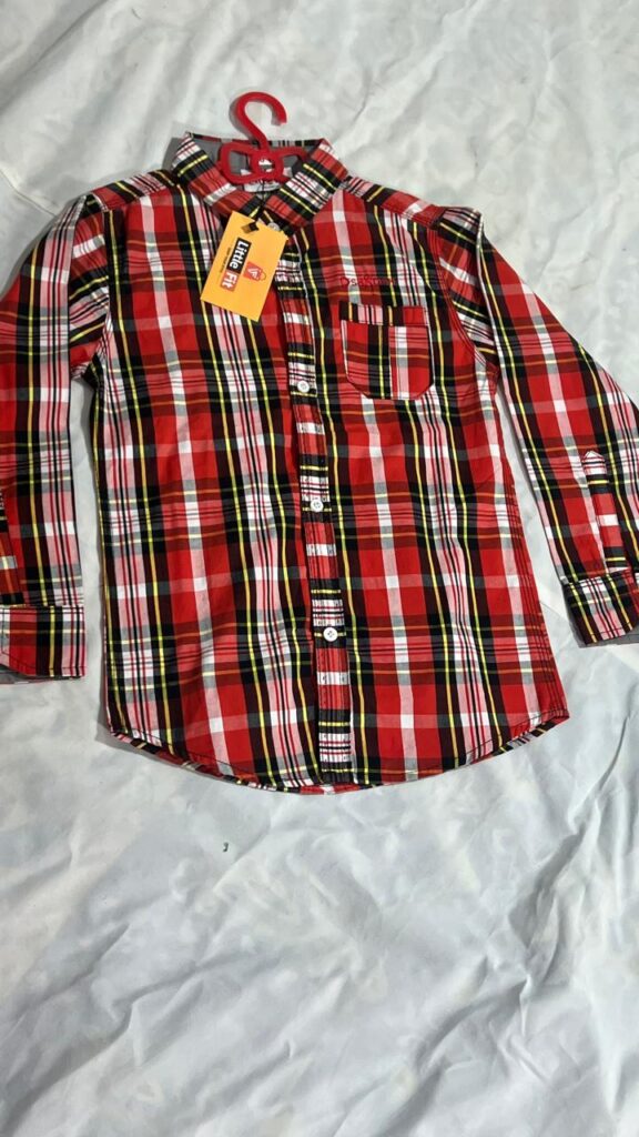 Boy's Classic Checkered Shirt Duo – Green & Red Plaid - Image 2