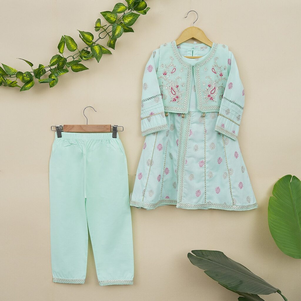 Mint Green Embroidered Kurta Set