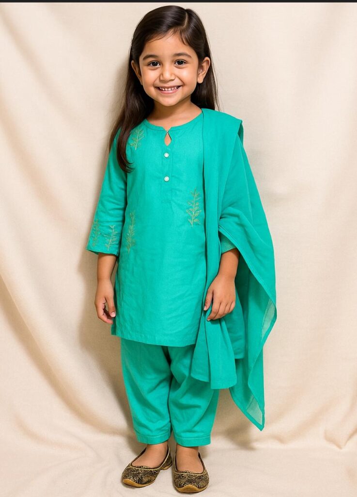 Girls’ Green Traditional Suit Set