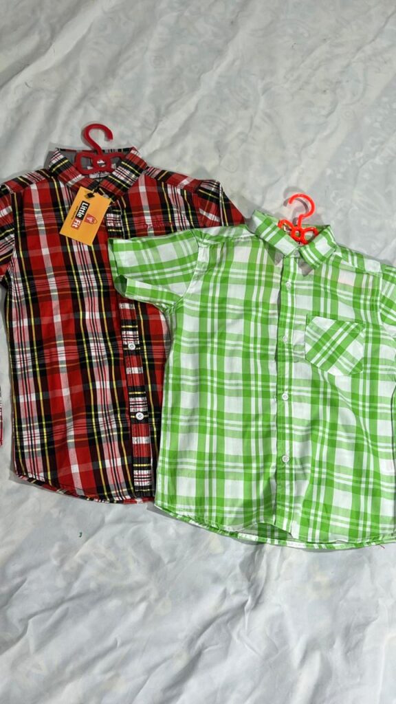 Boy's Classic Checkered Shirt Duo – Green & Red Plaid