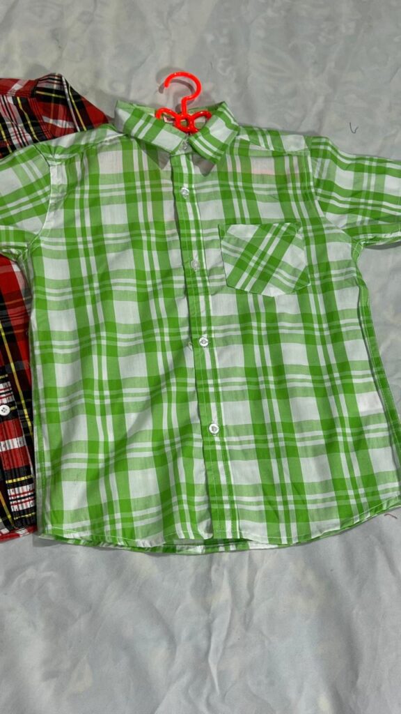 Boy's Classic Checkered Shirt Duo – Green & Red Plaid - Image 3
